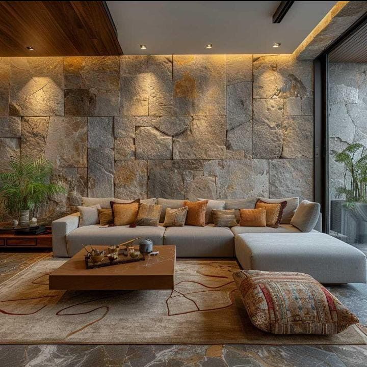Stoneva applied at wall scale
